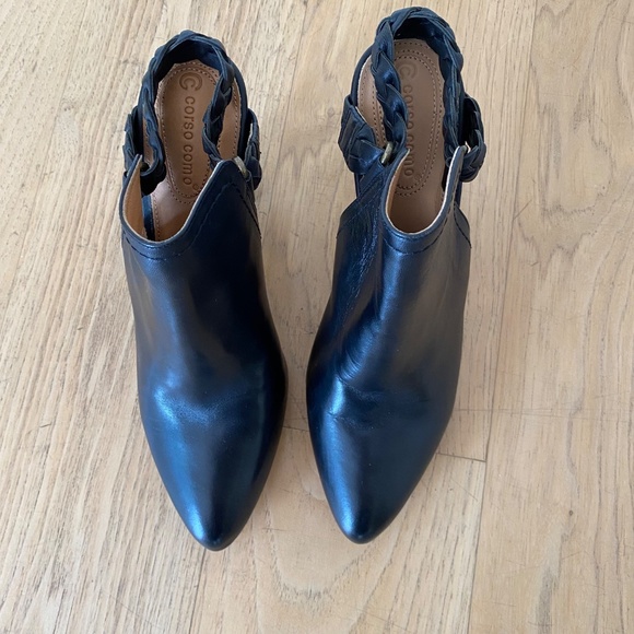 CORSO COMO Black Leather Braided Heeled Booties - Picture 6 of 7